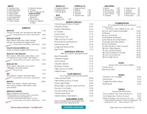 Tommy's Salsa Menu Page 2